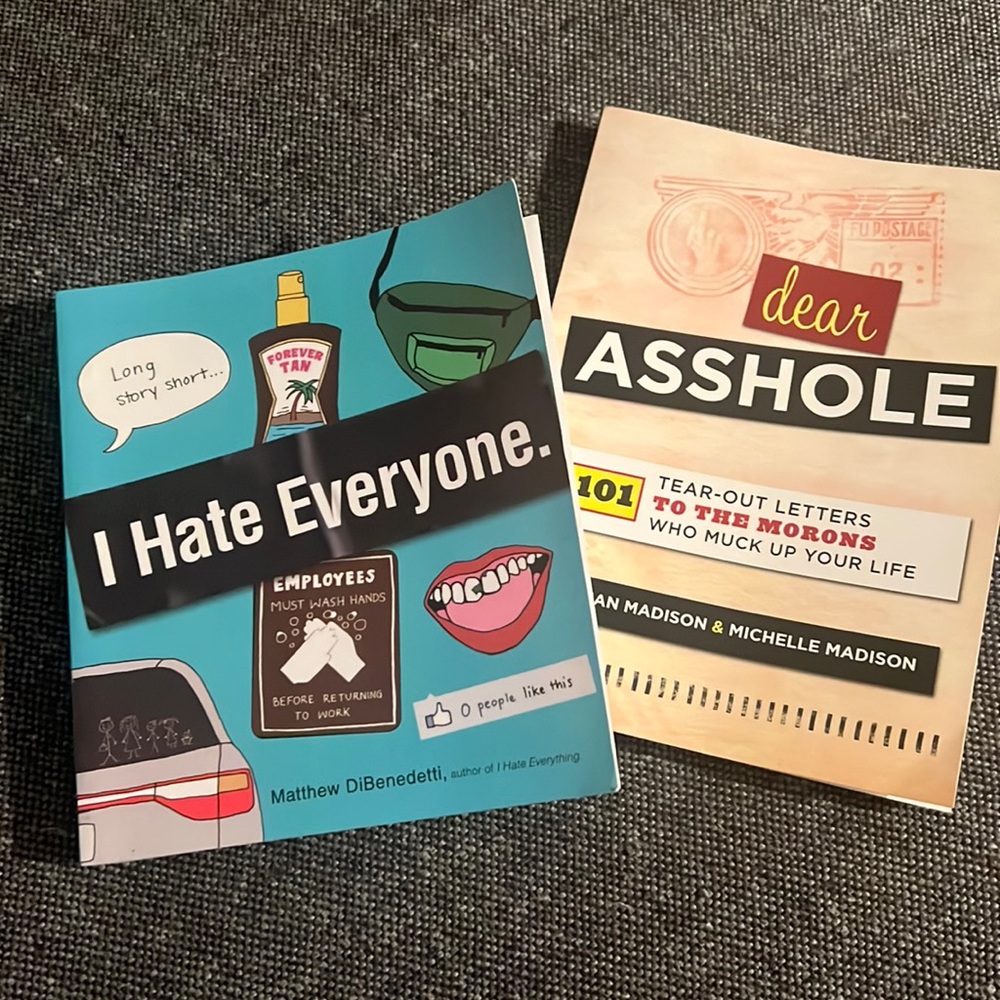 Humor books-  tear out letters and playful satire humor.  Set of 2
